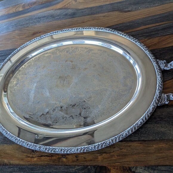 Vintage Henley Oneida Community Silverplate Large Serving Platter / Butler Tray
